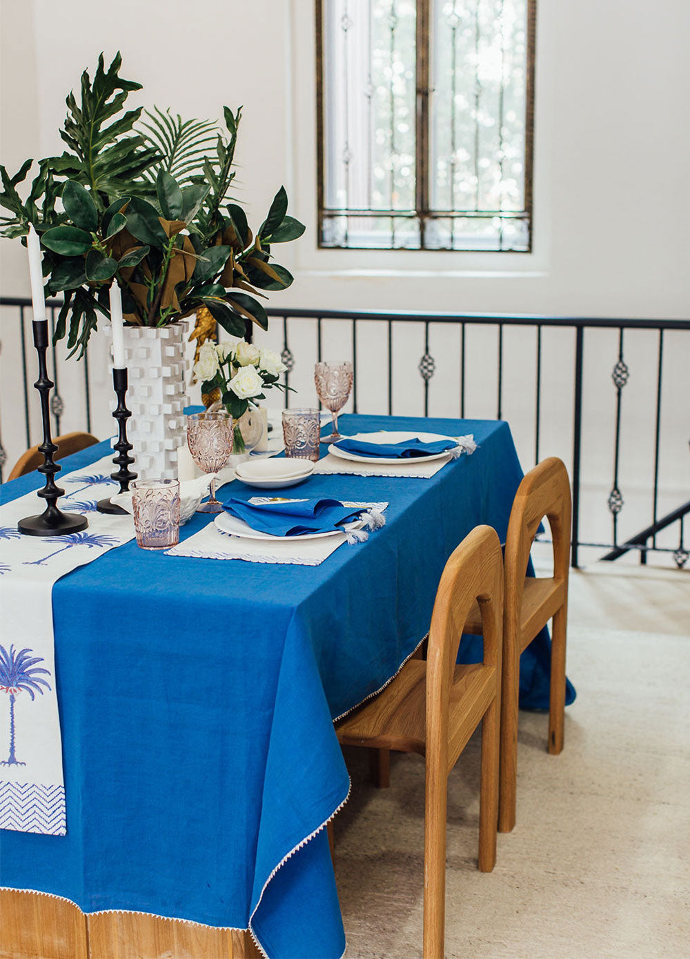 Savoy Blue Linen Table Cover