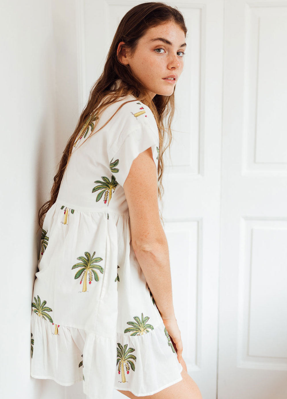 Short Dress Tropical – Palm KnottyByN